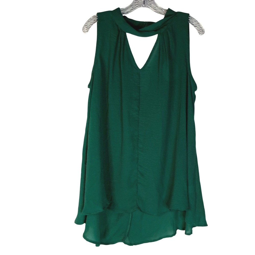 Umgee‎ NWT Emerald Green Sleeveless Mock Neck Keyhole Tunic Top Women's S